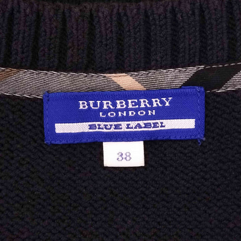 バーバリーブルーレーベル BURBERRY BLUE LABEL ロゴ刺繍 ケーブルニットワンピース レディース 38