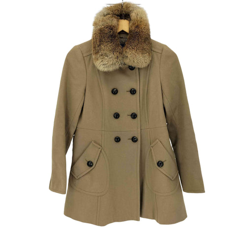 バーバリーブルーレーベル BURBERRY BLUE LABEL ラビットファー ウールダブルコート レディース EUR:38