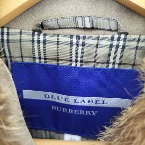 バーバリーブルーレーベル BURBERRY BLUE LABEL ラビットファー ウールダブルコート レディース EUR:38