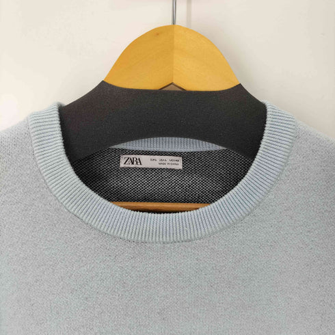 ザラ ZARA フロントマウント柄 クルーネックニット メンズ import:L