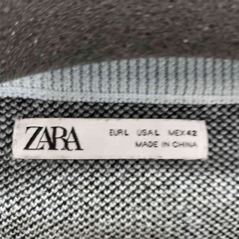 ザラ ZARA フロントマウント柄 クルーネックニット メンズ import:L