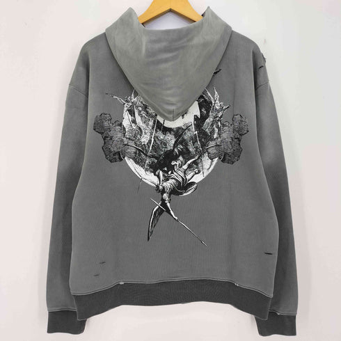 リベンジ REVENGE GLITCH ARCH LOGO TREATED HOODIE メンズ import:L