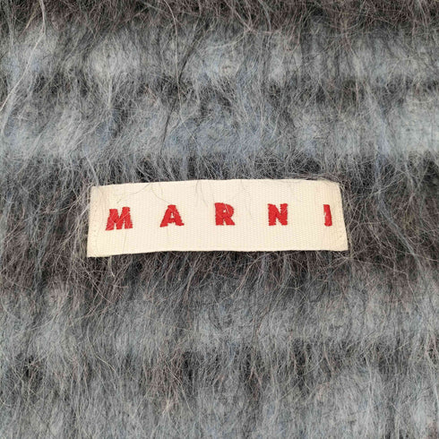 マルニ MARNI 2024SS ロゴ ボーダー フリンジ ストール ウール モヘア レディース