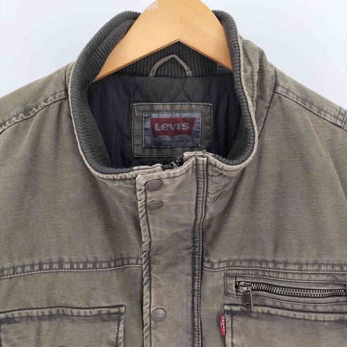 リーバイス Levis 00S 裏地キルティング 製品染 比翼 ジップアップ ミリタリージャケット メンズ import:L