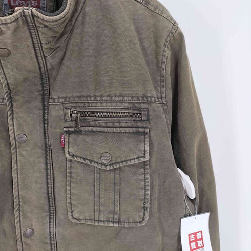 リーバイス Levis 00S 裏地キルティング 製品染 比翼 ジップアップ ミリタリージャケット メンズ import:L
