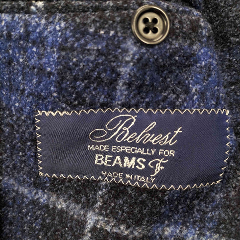 BELVEST BEAMS F 別注 チェックウールテーラードジャケット メンズ 50