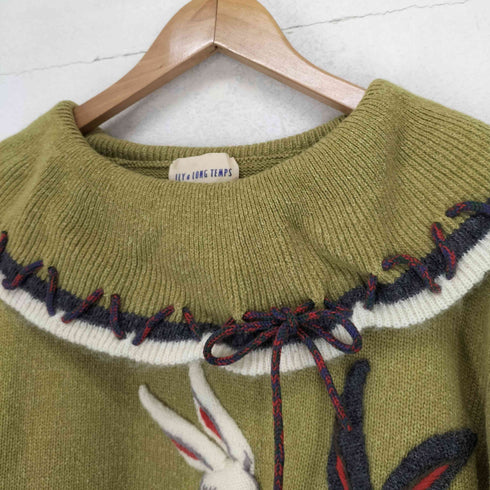 イリヤロンタン ILY a LONG TEMPS 襟コード ラビット刺繍ニット レディース