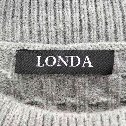 LONDA ウール ケーブルニット 切替 デニム レースアップ トップ ショート デニム スカート セットアップ Y2K レディース S