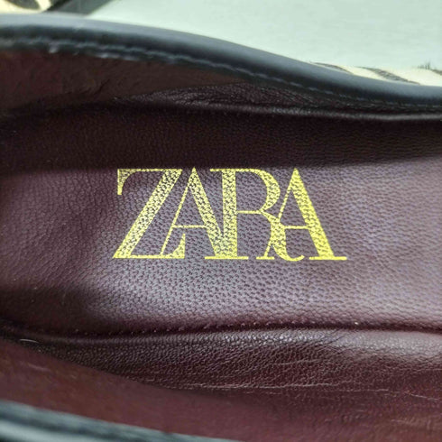 ザラ ZARA アニマル柄レザーフラットシューズ レディース 36