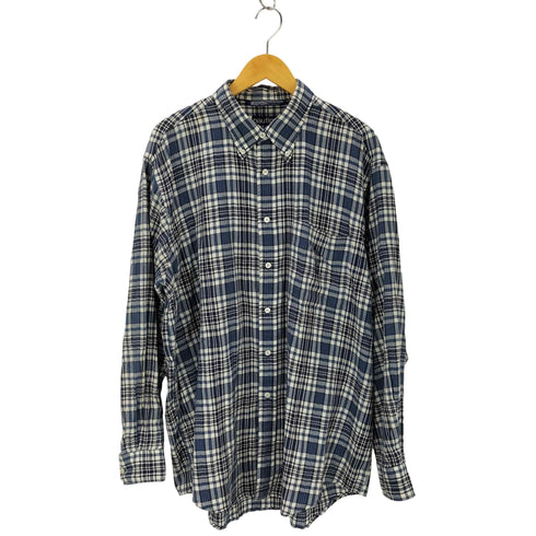 ノーティカ NAUTICA 90S ロゴ刺繍 チェック柄 ボタンダウン 長袖シャツ メンズ JPN:XL