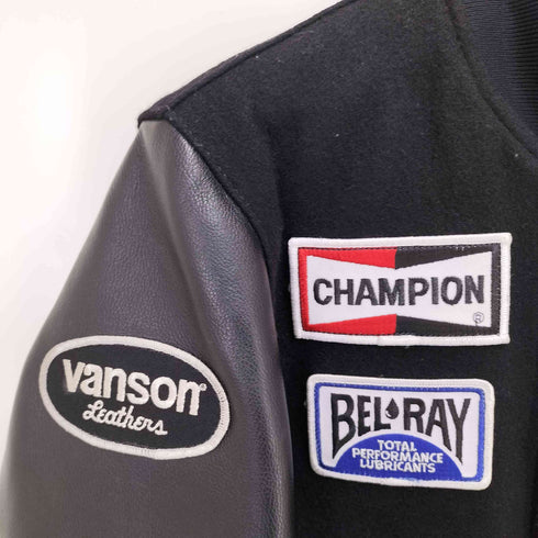 バンソン VANSON 袖レザー切替 ワッペンデザインスタジアムジャンパー メンズ 38