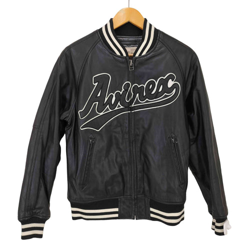 アヴィレックス AVIREX 14AW COW ZIP-UP STADIUM JACKET ジップアップ スタジアムレザージャケット メンズ import:M
