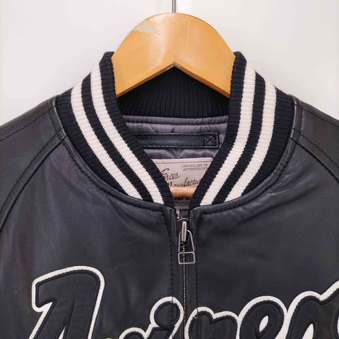 アヴィレックス AVIREX 14AW COW ZIP-UP STADIUM JACKET ジップアップ スタジアムレザージャケット メンズ import:M