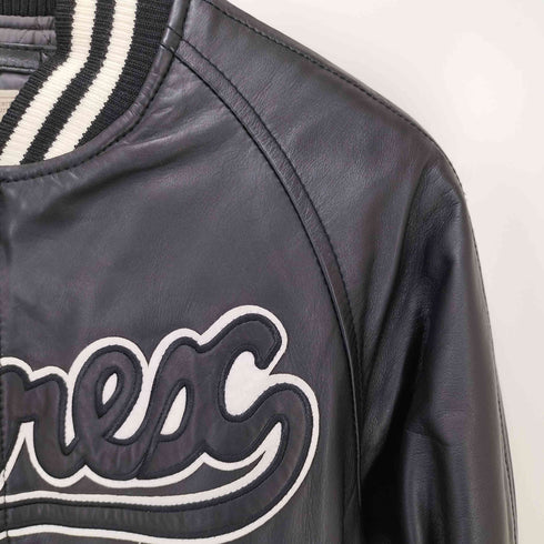 アヴィレックス AVIREX 14AW COW ZIP-UP STADIUM JACKET ジップアップ スタジアムレザージャケット メンズ import:M