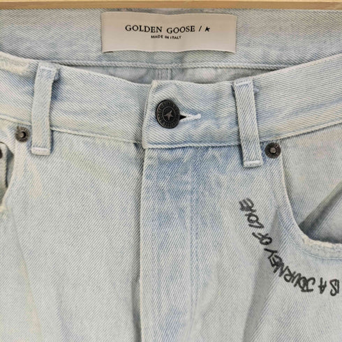ゴールデングース GOLDEN GOOSE effect text-print straight-leg jeans プリント ダメージ ジーンズ デニム メンズ 30