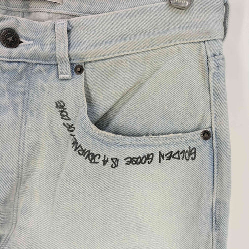 ゴールデングース GOLDEN GOOSE effect text-print straight-leg jeans プリント ダメージ ジーンズ デニム メンズ 30