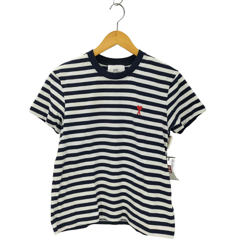 アミアレクサンドルマテュッシ AMI ALEXANDRE MATTIUSSI 刺繍ロゴ ボーダー 半袖Tシャツ メンズ S