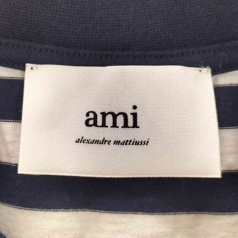 アミアレクサンドルマテュッシ AMI ALEXANDRE MATTIUSSI 刺繍ロゴ ボーダー 半袖Tシャツ メンズ S