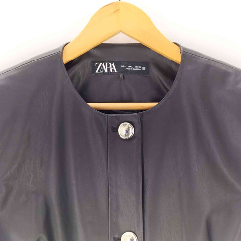 ザラ ZARA フェイクレザー ペプラムジャケット レディース import:L