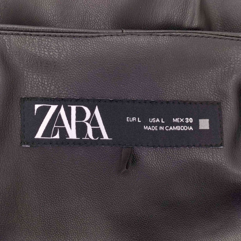 ザラ ZARA フェイクレザー ペプラムジャケット レディース import:L