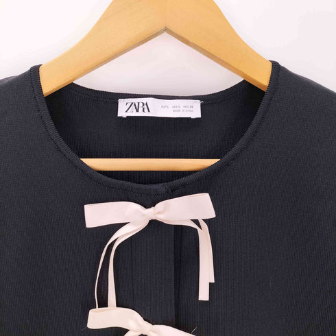 ザラ ZARA リボン ニット カーディガン レディース import:L