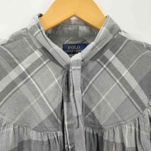ポロラルフローレン POLO RALPH LAUREN チェックボウタイギャザーブラウス レディース M