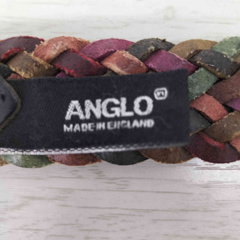 ANGLO イングランド製 編み込みレザーベルト メンズ 85cm