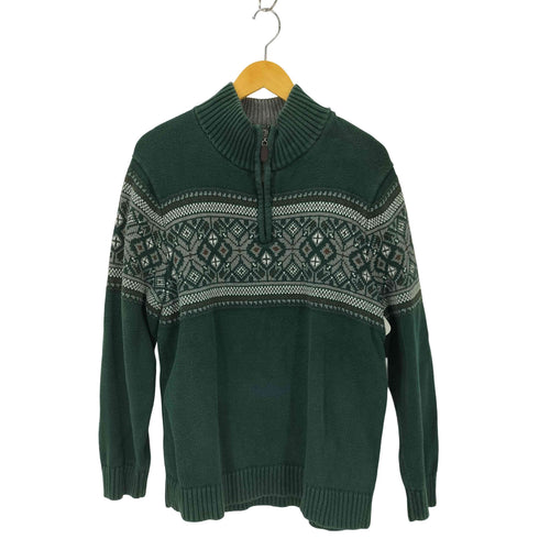 エルエルビーン L.L.Bean 総柄 ハーフジップ コットンニット メンズ JPN:L