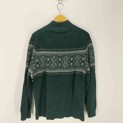 エルエルビーン L.L.Bean 総柄 ハーフジップ コットンニット メンズ JPN:L