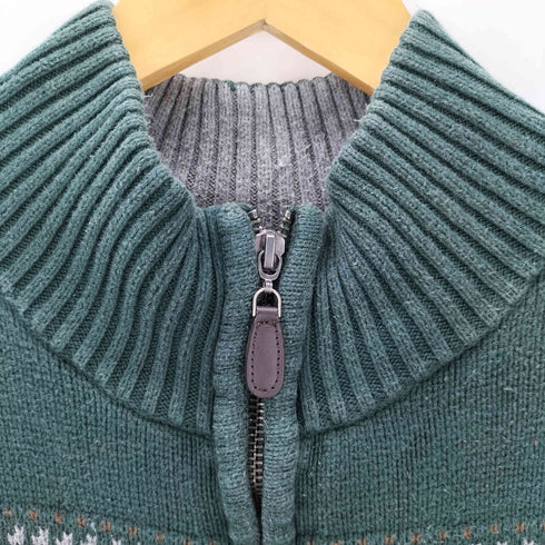 エルエルビーン L.L.Bean 総柄 ハーフジップ コットンニット メンズ JPN:L