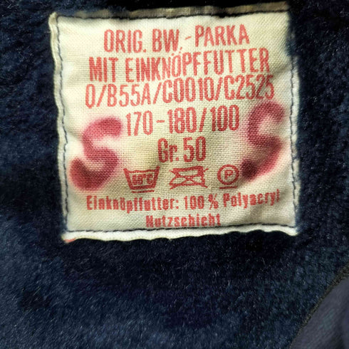 ドイツ軍 GERMANY MILITARY BW-PARKA ボアライナー付き フィールドパーカー メンズ EUR:50