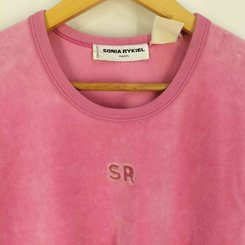 ソニアリキエル SONIA RYKIEL フランス製 フロント刺繍 ベロア ロングスリーブTシャツ レディース