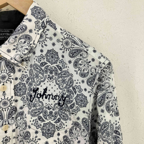 ショット Schott 猫目ボタン ペイズリー レギュラーカラーシャツ メンズ import:S
