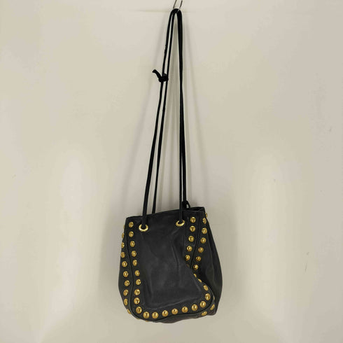 モスキーノ MOSCHINO Black Red Heart-Appliqued & Studded Shoulder Bag レディース