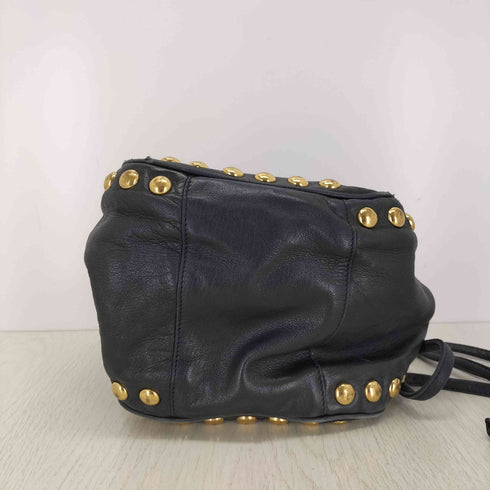 モスキーノ MOSCHINO Black Red Heart-Appliqued & Studded Shoulder Bag レディース