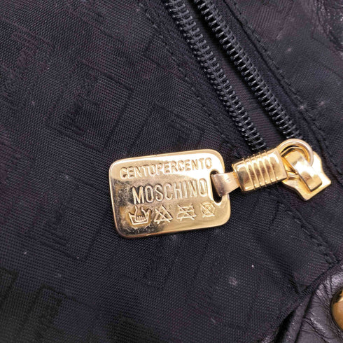 モスキーノ MOSCHINO Black Red Heart-Appliqued & Studded Shoulder Bag レディース