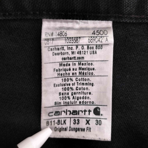 カーハート Carhartt Original Dungaree Fit オリジナルダンガリーフィット ウォッシュド ダック ワーク ダンガリーパンツ メンズ 33×30