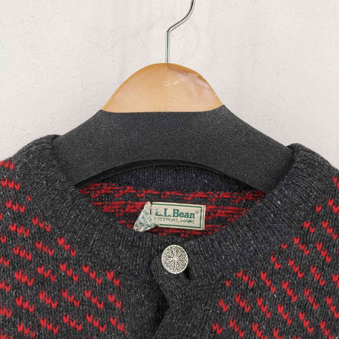 エルエルビーン L.L.Bean 80s MADE IN NORWAY コンチョボタン バーズアイウールニットカーディガン メンズ import:L