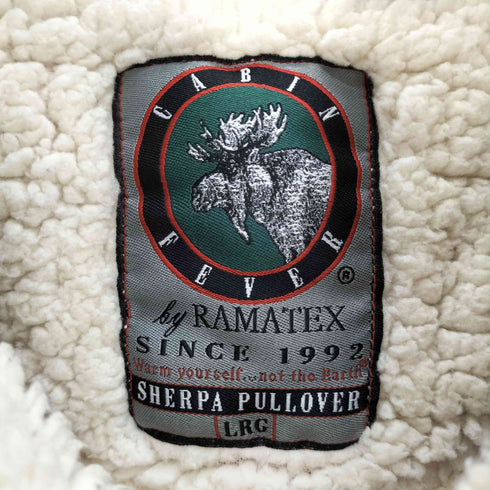 CABIN FEVER by RAMATEX バッファローチェック ハーフジップ シェルパ プルオーバー ボアジャケット メンズ