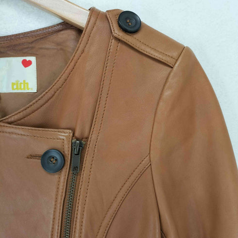 RICH ノーカラー ダブルラムレザージャケット レディース JPN:M