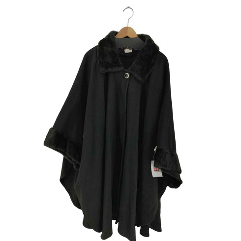 KOMITOR MADE IN USA ファー切替 ウールポンチョ ケープ レディース ONE SIZE