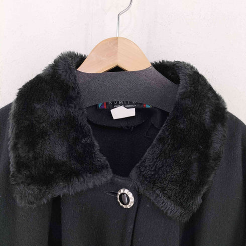 KOMITOR MADE IN USA ファー切替 ウールポンチョ ケープ レディース ONE SIZE