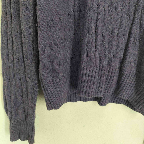 ポロバイラルフローレン Polo by RALPH LAUREN TUSSAH SILK 100 ロゴ刺繍Vネックケーブルニット メンズ JPN:M