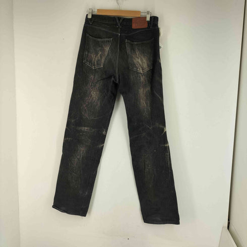 スティーブンソンオーバーオール STEVENSON OVERALL CO. ブリーチ加工 ブラックデニムパンツ メンズ 29