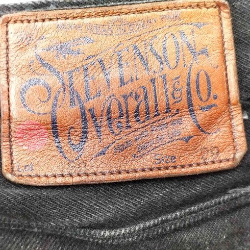 スティーブンソンオーバーオール STEVENSON OVERALL CO. ブリーチ加工 ブラックデニムパンツ メンズ 29