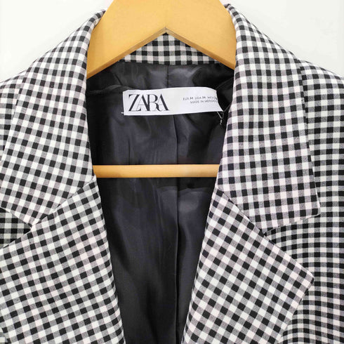 ザラ ZARA クロップド丈 ギンガムチェック ジャケット レディース import:M