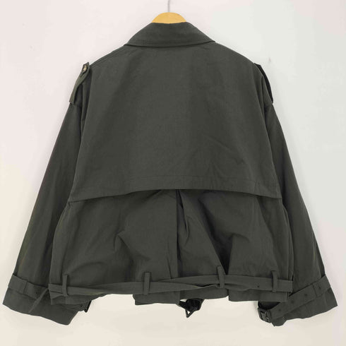 Aphlotus クロップド丈 スタンドカラー ミリタリー トレンチコート レディース JPN:M