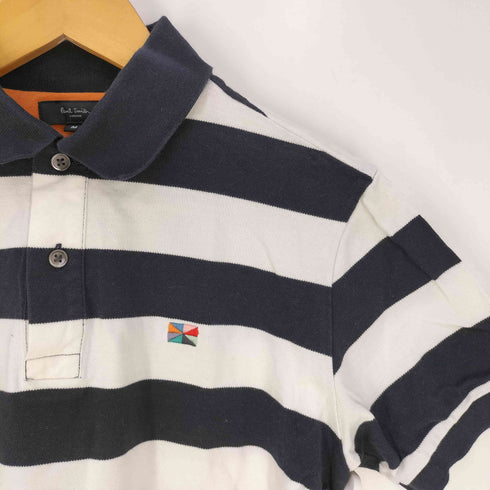 ポールスミスロンドン Paul Smith LONDON ワンポイント刺繍 ボーダー 鹿の子 ポロシャツ メンズ import:M