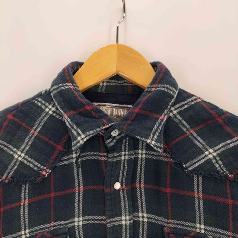 切りっぱなし スナップボタンチェックシャツ メンズ JPN:M