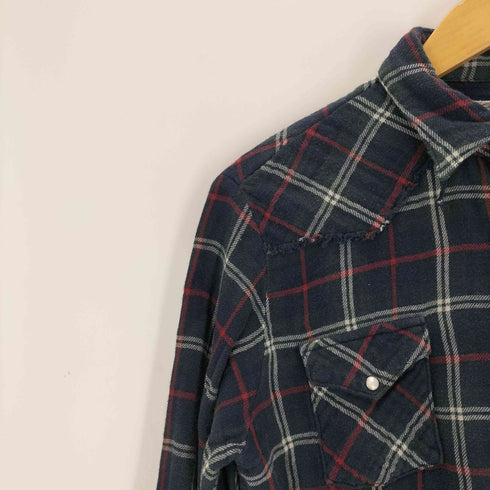 切りっぱなし スナップボタンチェックシャツ メンズ JPN:M